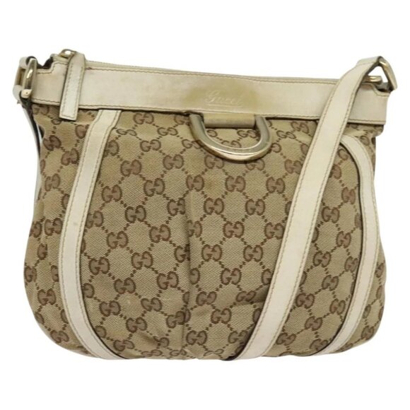 GUCCI GG Canvas Abbey Shoulder Bag Beige Gold 203257 Auth hk2845 - Picture 1 of 15